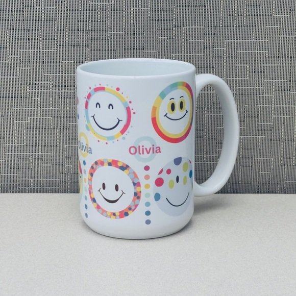 Custom Made Happy Faces with name Ceramic Mug (15 oz) - Picture 3 of 5
